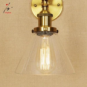 Copper Red Vintage Long Arm Industrial Wall Lamp with Clear Glass Shade Home Loft Lights