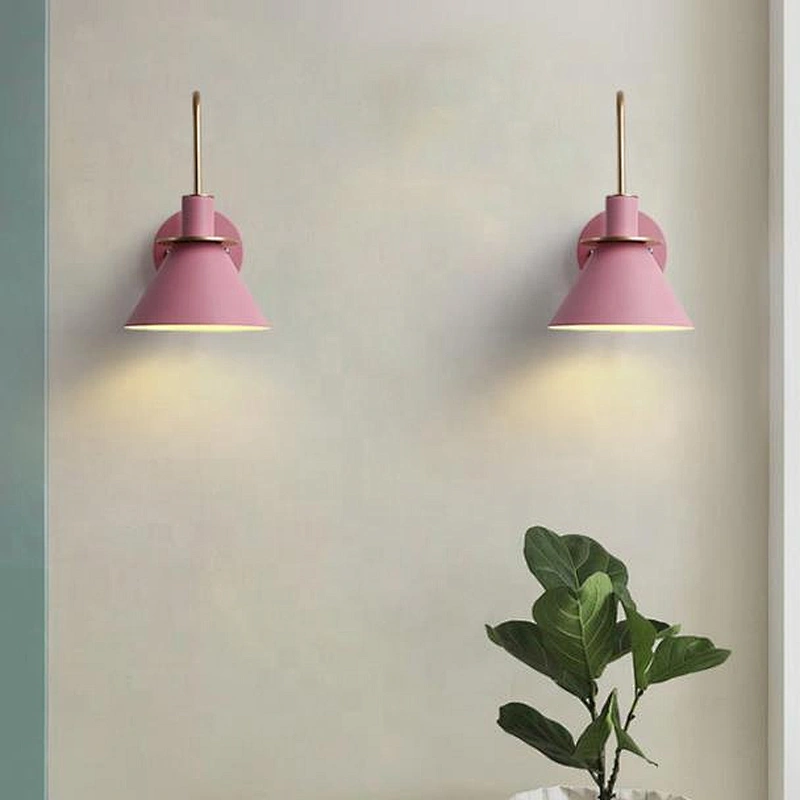 Metal Macaron Industrial Wind Horn Wall Lamp LED Bedroom Bedside Bbar Decorative Wall Lamp