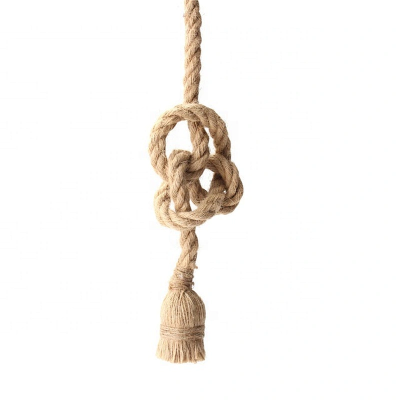 Vintage Single Double Heads Hemp Rope Pendant Lamp E26 Creative Industrial Lighting