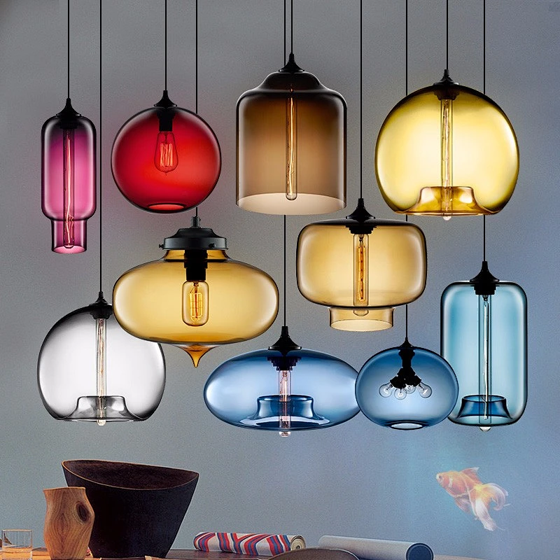 Modern Colorful Ball Chandeliers Indoor Lighting Lamps Hanging Hand Blown Glass Pendant Light