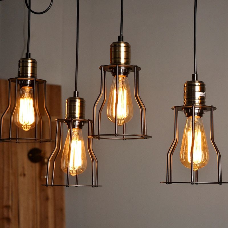 Wrought Iron Retro Pendant Lamp Industrial Style Small Iron Pendant Light THP-008