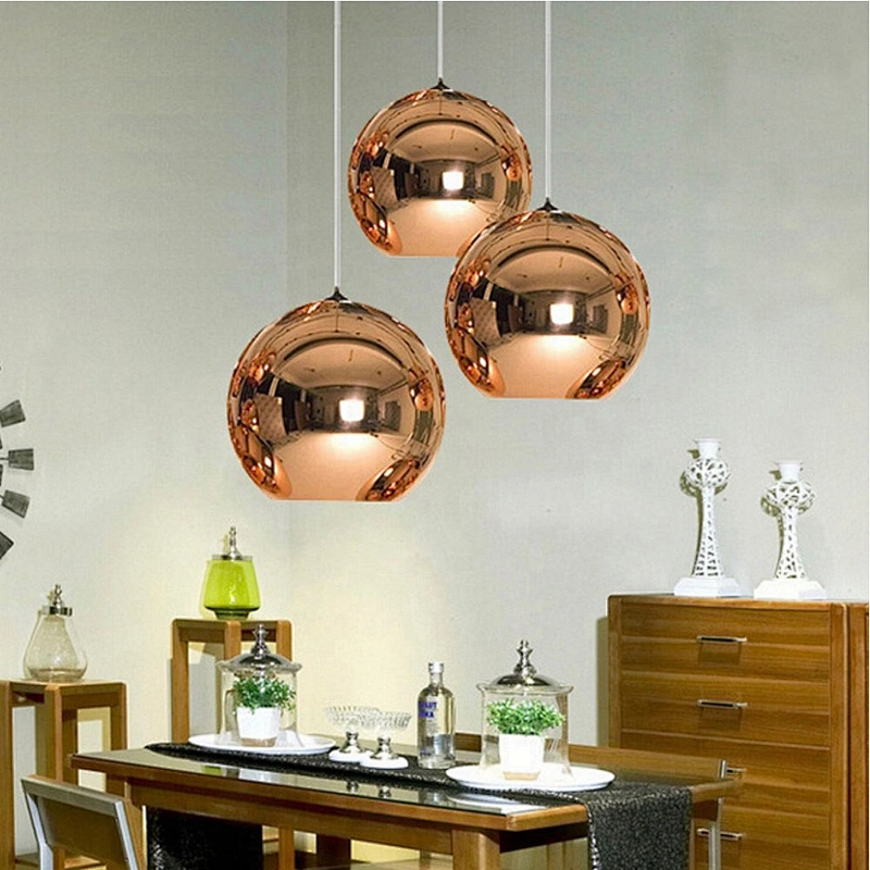 Globe Pendant Lights Copper Glass Mirror Ball Hanging Lamp Modern Lighting Fixtures Hanging Light