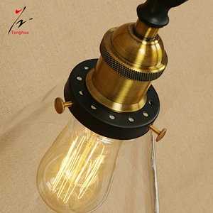 Brass Gold Vintage Long Arm Loft Wall Lamp with Clear Glass Shade Home Decorative Lights