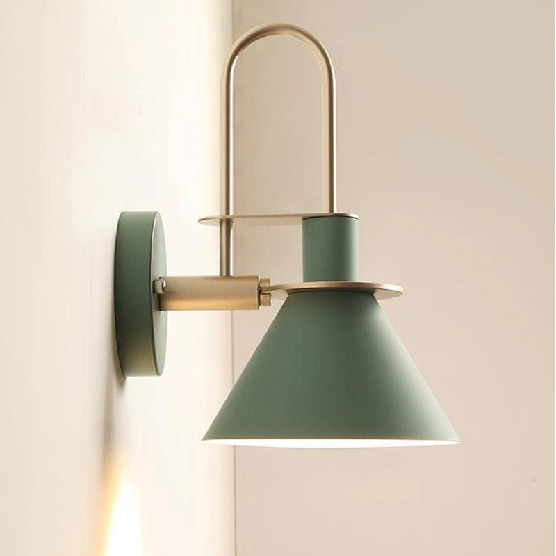 Metal Macaron Industrial Wind Horn Wall Lamp LED Bedroom Bedside Bbar Decorative Wall Lamp