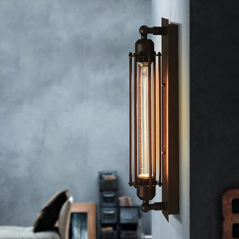 Industrial Wall Light Edison Vintage Wall Sconce Light Fixture Metal Cage Wall Mounted Besides Lamps