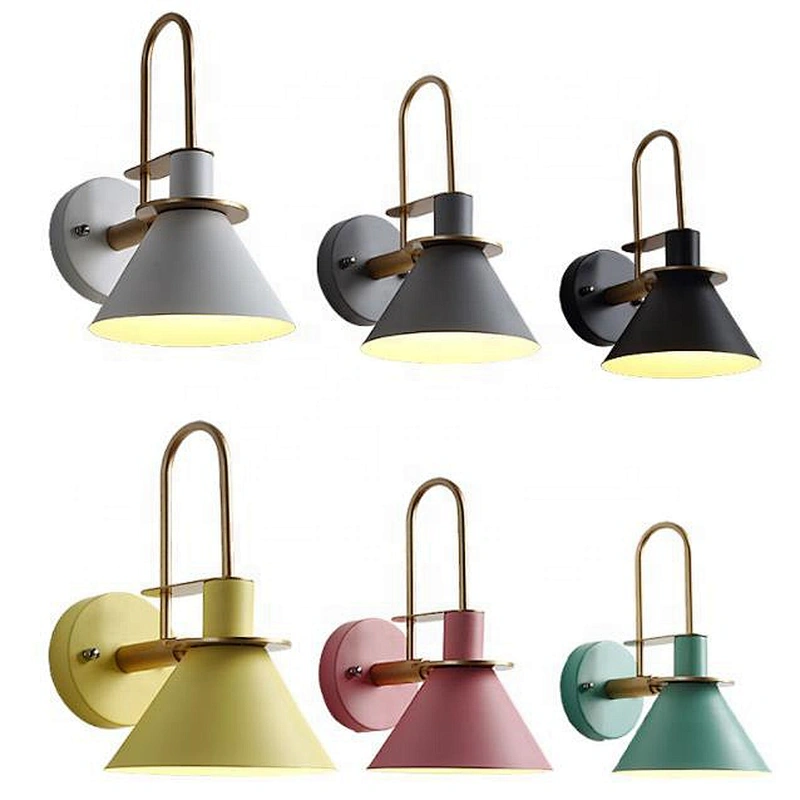 Metal Macaron Industrial Wind Horn Wall Lamp LED Bedroom Bedside Bbar Decorative Wall Lamp