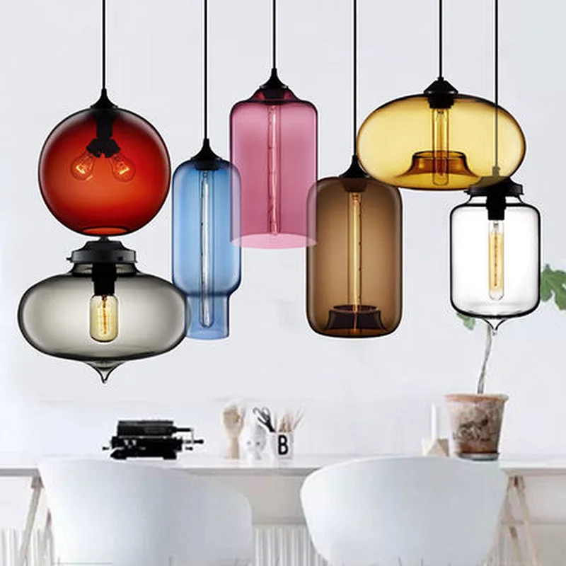 Modern Colorful Ball Chandeliers Indoor Lighting Lamps Hanging Hand Blown Glass Pendant Light