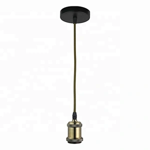 Vintage Lamp Holder Cord Set Socket Fabric Cable E27 Ceiling Rose Light Fitting For Hanging Light