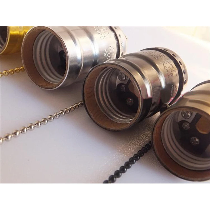 Vintage Silver Edison Lamp Socket E26/E27 Screw Bulb Base Aluminum Lamp Holder Industrial Retro Pendant Fittings