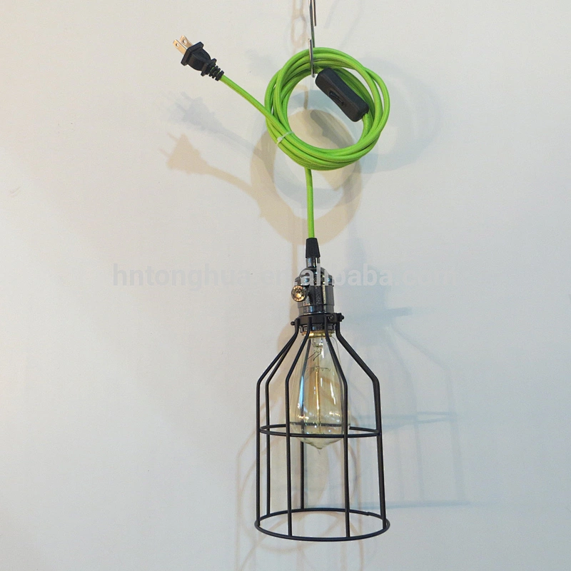China Manufacturer DIY Cage Shade Vintage Pendant Light with Switch and Plug