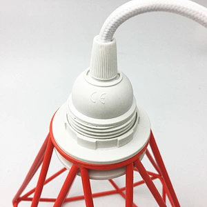 Widely Usage Poplar Pendant DIY Cord Set Orange Iron Diamond Cage E26 E27 Bakelite Lamp Holder 2*0.75mm Textile Cable Chandelier
