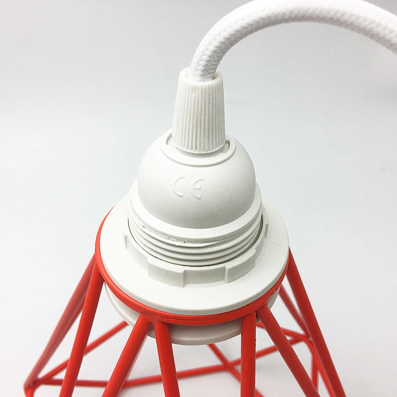 Widely Usage Poplar Pendant DIY Cord Set Orange Iron Diamond Cage E26 E27 Bakelite Lamp Holder 2*0.75mm Textile Cable Chandelier