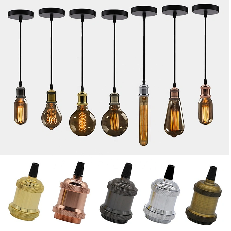 Modern aluminum lamp holder pendant lights E27 Lamp socket 110V 220V Vintage Bulb Decor Hanging Lamp