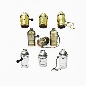 Wholesale Bargain Price Aluminum Shell Bulb Light Screw Socket E26/E27 Zipper Switch Lamps Base