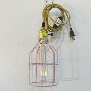 China Manufacturer DIY Cage Shade Vintage Pendant Light with Switch and Plug