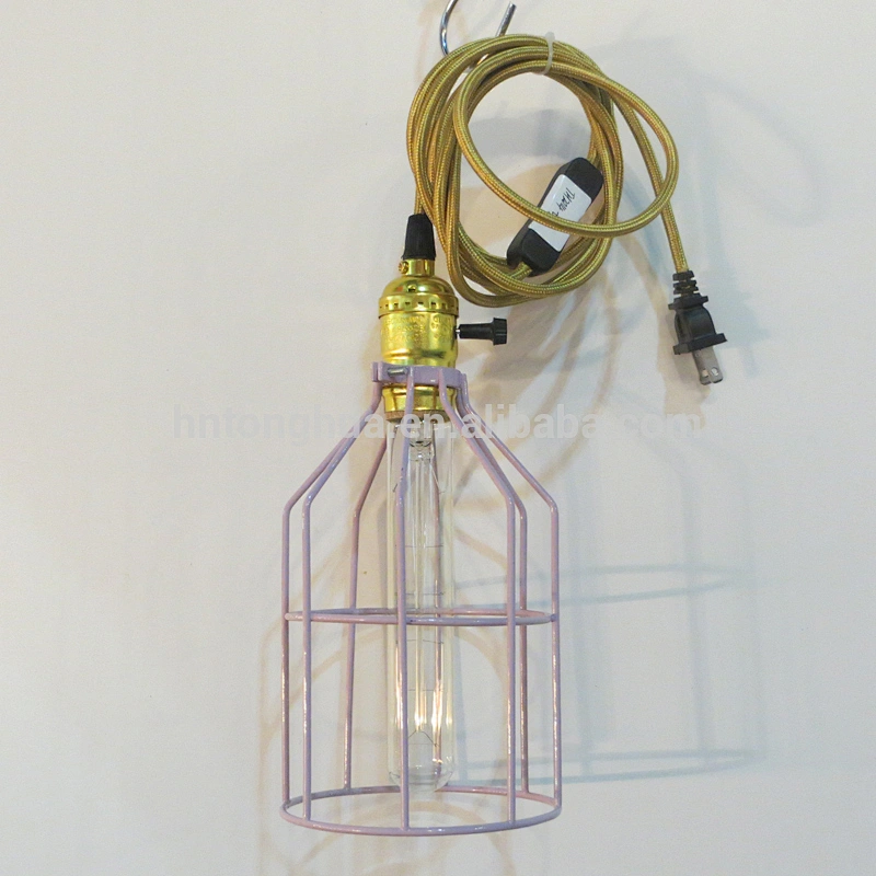 China Manufacturer DIY Cage Shade Vintage Pendant Light with Switch and Plug