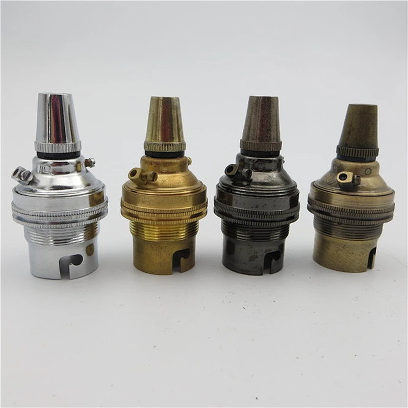 Vintage LED Pendant Lamp Edison Bulb Base B22 Brass Lamp Socket Reto Lighting Fixtures Antique Lamp Holder with Metal Cord Grip