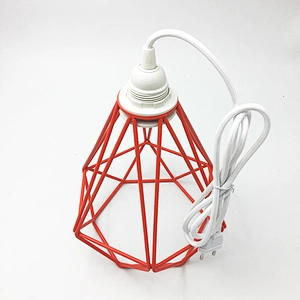 Widely Usage Poplar Pendant DIY Cord Set Orange Iron Diamond Cage E26 E27 Bakelite Lamp Holder 2*0.75mm Textile Cable Chandelier
