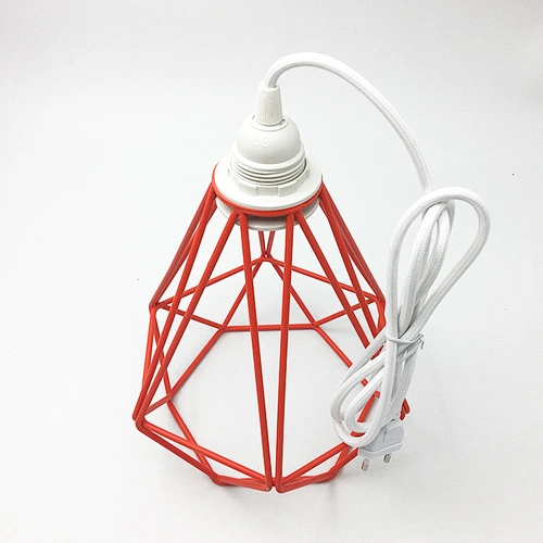 Widely Usage Poplar Pendant DIY Cord Set Orange Iron Diamond Cage E26 E27 Bakelite Lamp Holder 2*0.75mm Textile Cable Chandelier