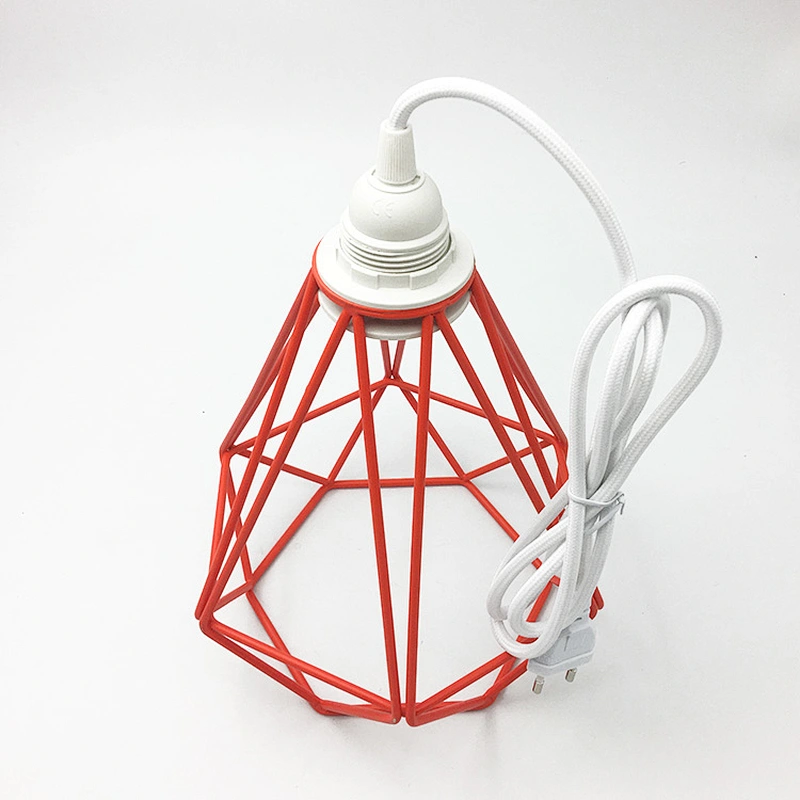 Widely Usage Poplar Pendant DIY Cord Set Orange Iron Diamond Cage E26 E27 Bakelite Lamp Holder 2*0.75mm Textile Cable Chandelier