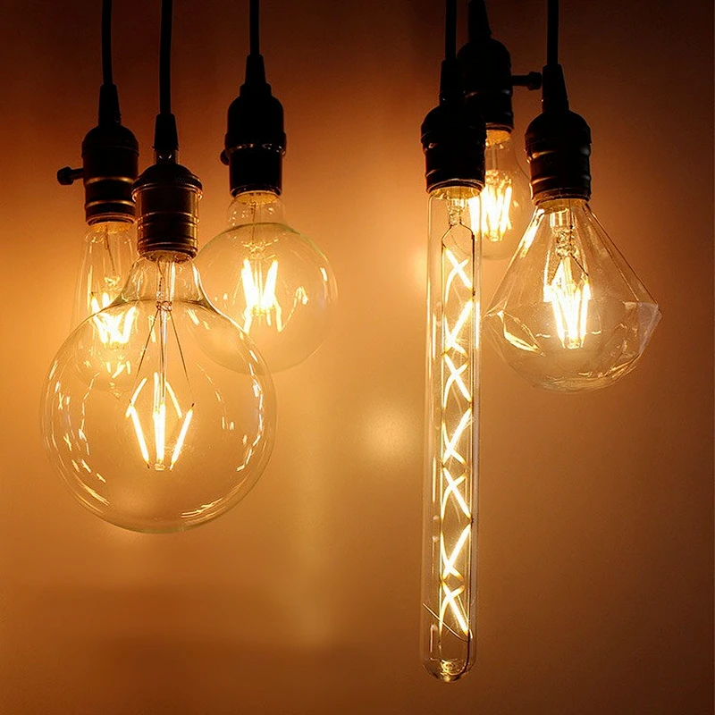Bombillas E27 LED Filament Light Retro Edison Lamp Bulb 220V G95 2W 4W 6W 8W Lampada LED Edison Light Chandelier Bulb