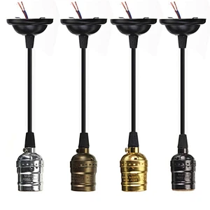 Vintage Silver Edison Lamp Socket E26/E27 Screw Bulb Base Aluminum Lamp Holder Industrial Retro Pendant Fittings