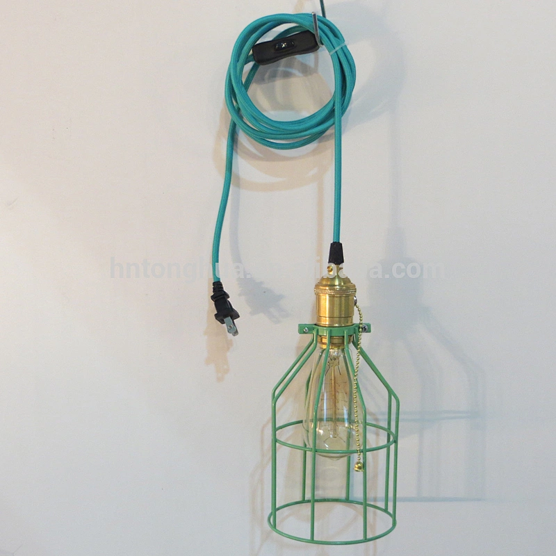 China Manufacturer DIY Cage Shade Vintage Pendant Light with Switch and Plug