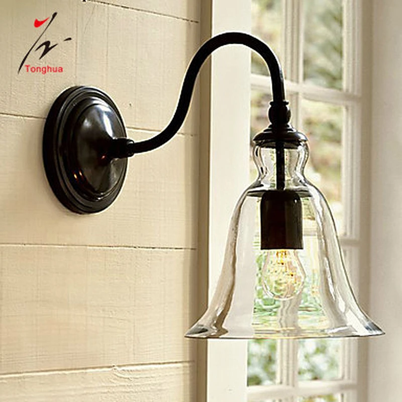 American Vintage Wall Lamps Glass Shell Retro Loft Wall Sconces Bedroom Living Room Hallway Light Fixtures Arandela De Parede