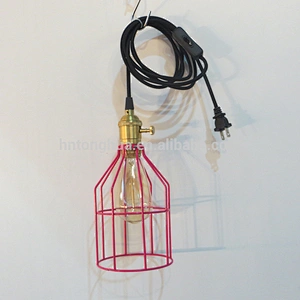 China Manufacturer DIY Cage Shade Vintage Pendant Light with Switch and Plug