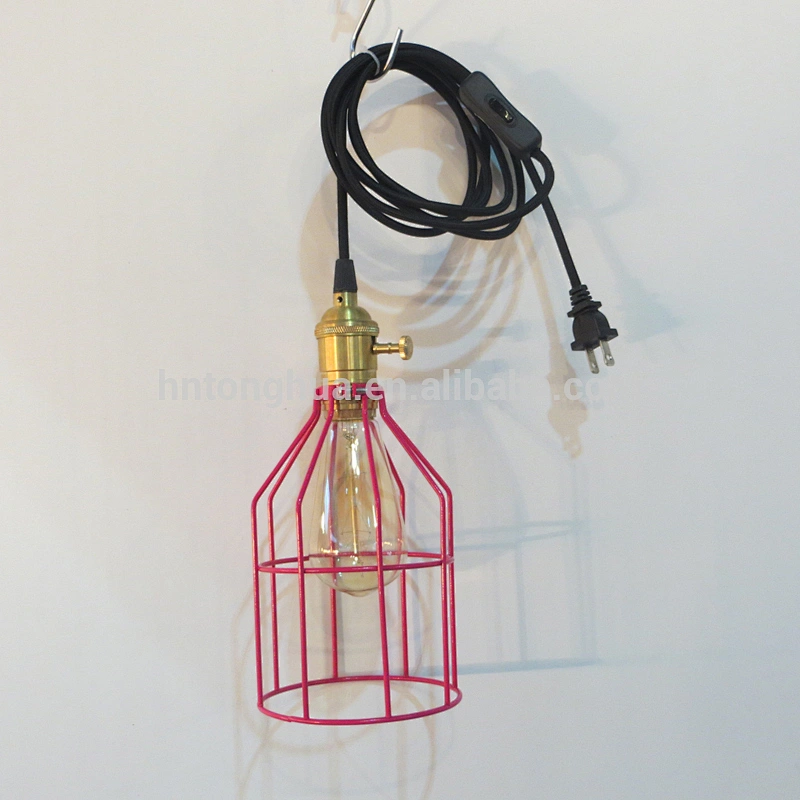 China Manufacturer DIY Cage Shade Vintage Pendant Light with Switch and Plug