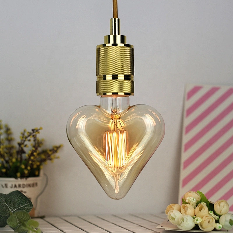 E26 E27 Romantic Vintage Edison Light Bulb with Heart-shaped 40W for Retro Chandelier Pendant Lamp