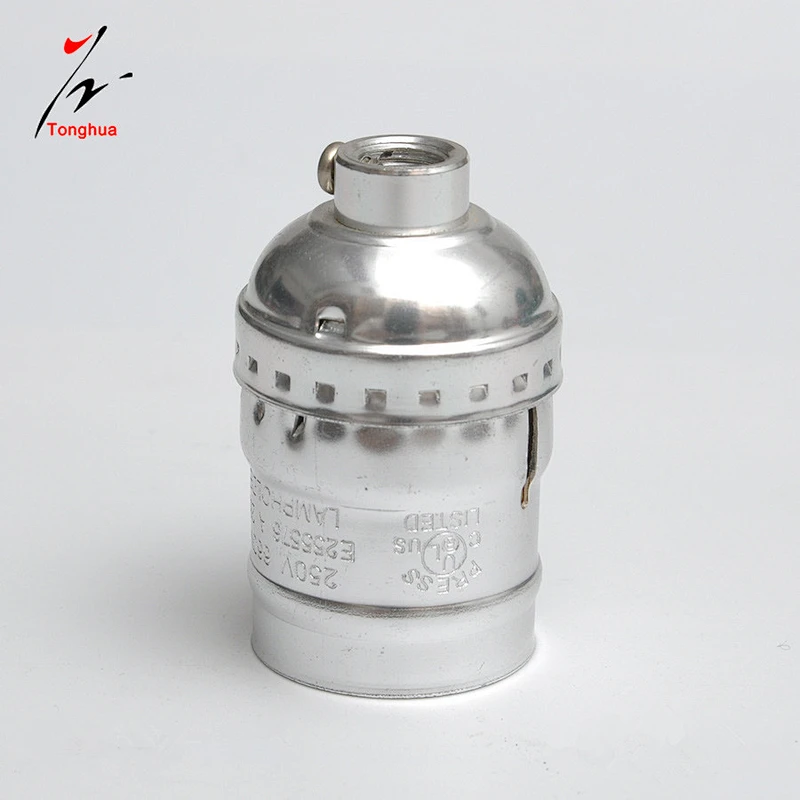 Vintage Silver Edison Lamp Socket E26/E27 Screw Bulb Base Aluminum Lamp Holder Industrial Retro Pendant Fittings