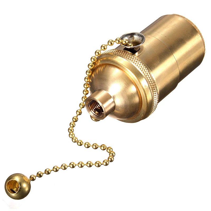 CE Certification High Quality E27 Brass Lamp Holder with Zipper Switch