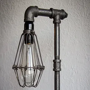 Vintage Wood Reading Table Light Hotel Decoration Water Pipe Brace Bird Cage