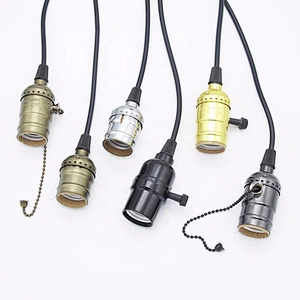 Wholesale Bargain Price Aluminum Shell Bulb Light Screw Socket E26/E27 Zipper Switch Lamps Base