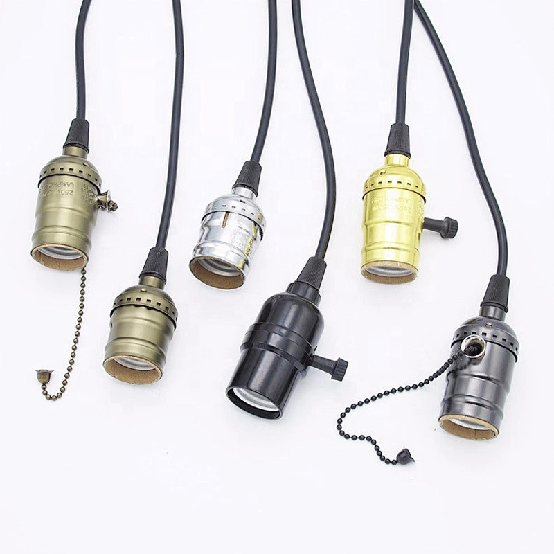 Wholesale Bargain Price Aluminum Shell Bulb Light Screw Socket E26/E27 Zipper Switch Lamps Base