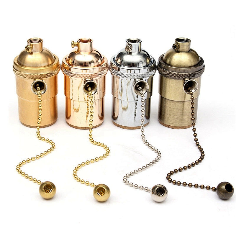 CE Certification High Quality E27 Brass Lamp Holder with Zipper Switch