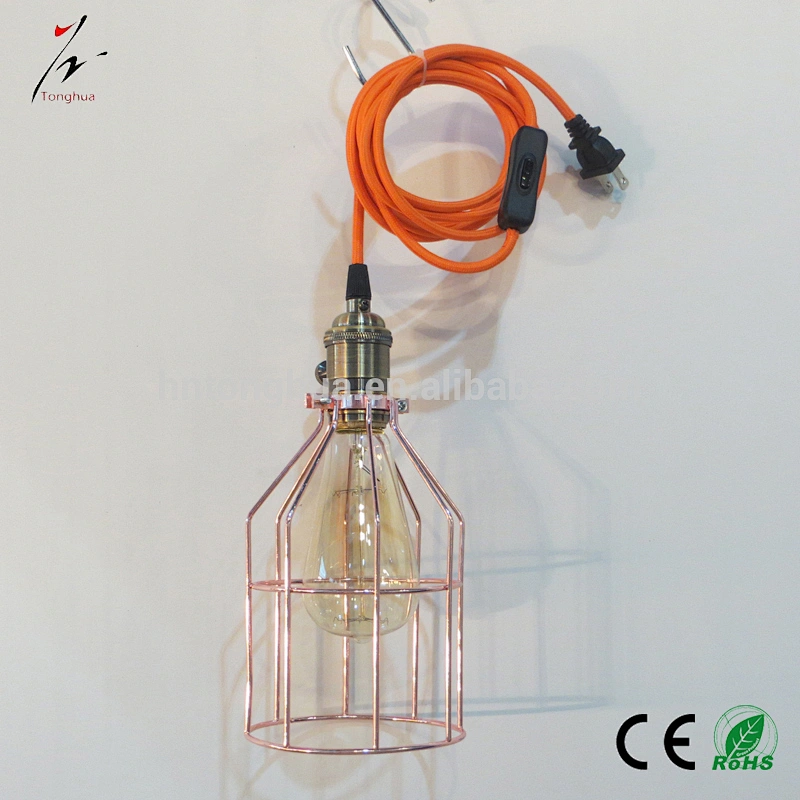 China Manufacturer DIY Cage Shade Vintage Pendant Light with Switch and Plug