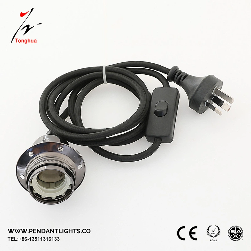 Tonghua Vintage DIY Cord Set Sample Iron Ceiling Rose E26 E27 One Ring Lamp Holder Braided Twisted Electrical  Wire Hanging Lamp