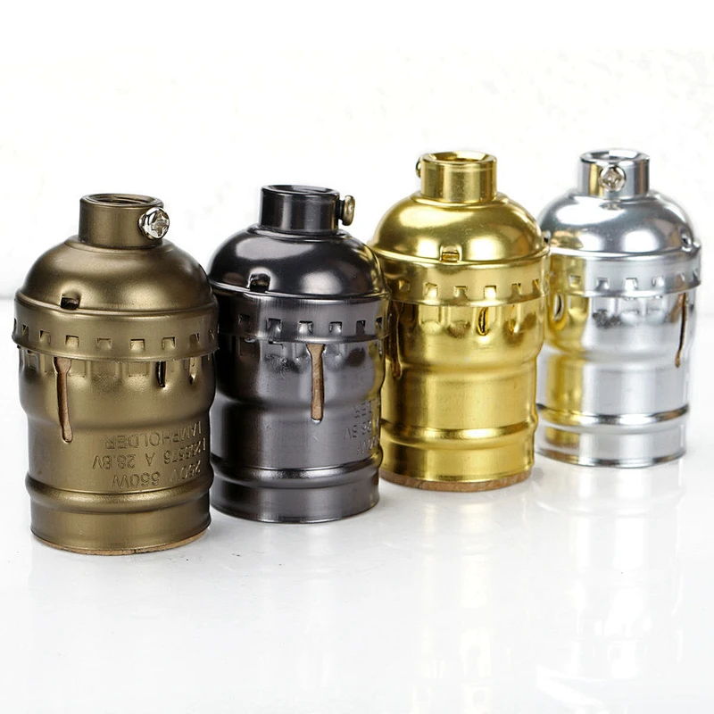 Vintage Silver Edison Lamp Socket E26/E27 Screw Bulb Base Aluminum Lamp Holder Industrial Retro Pendant Fittings