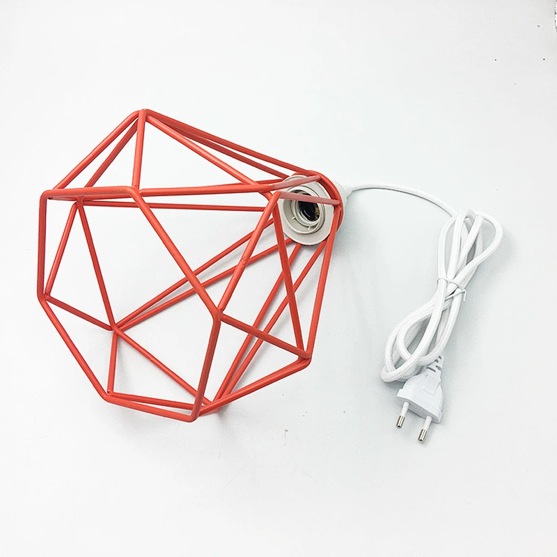 Widely Usage Poplar Pendant DIY Cord Set Orange Iron Diamond Cage E26 E27 Bakelite Lamp Holder 2*0.75mm Textile Cable Chandelier