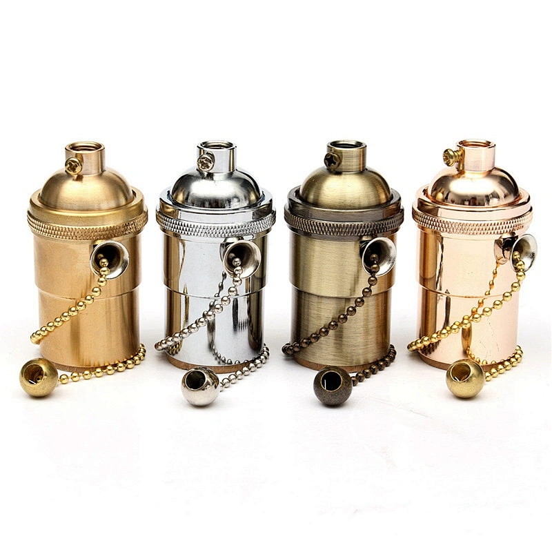 CE Certification High Quality E27 Brass Lamp Holder with Zipper Switch