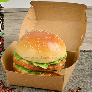 Cheap kraft paper disposable cardboard hamburger box wholesale