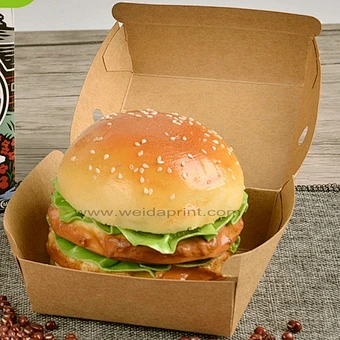 Cheap kraft paper disposable cardboard hamburger box wholesale