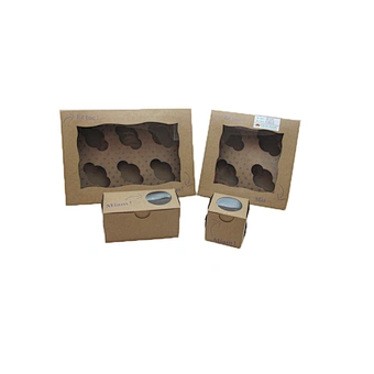 Custom logo brown kraft bakery boxes for cupcakes