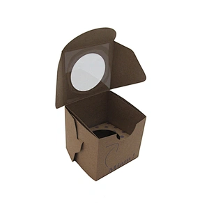 Brown kraft paper single cupcake box with plastic window