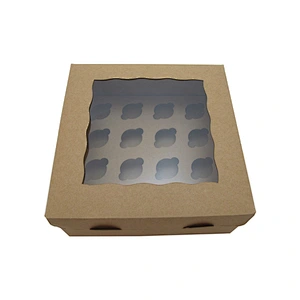 Custom logo brown kraft bakery boxes for cupcakes