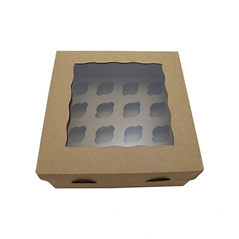 Custom logo brown kraft bakery boxes for cupcakes