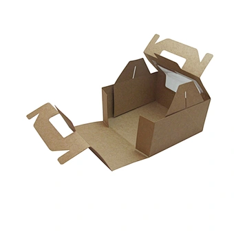 Brown kraft paper cake boxes with clear window