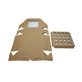 Custom logo brown kraft bakery boxes for cupcakes